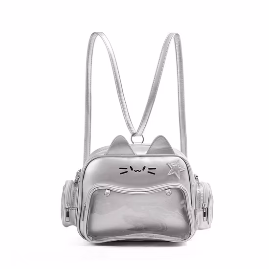 Zaino Ita Bag Kawaii alla Moda con Gatto Carino Argento Y2K, Piccola Borsa a Tracolla