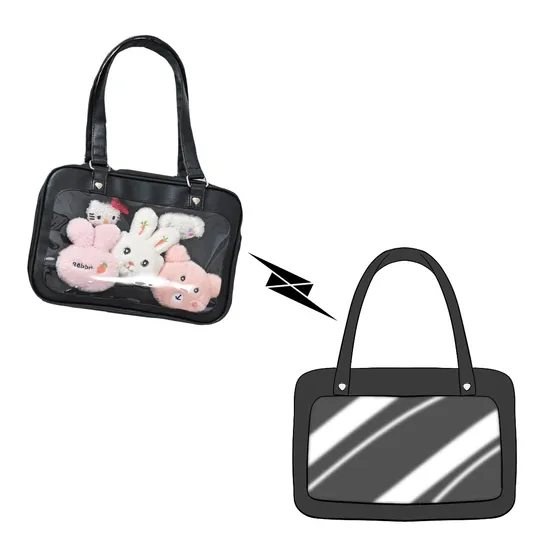 Borsa trasparente per esposizione di giocattoli di peluche da donna, con tracolla, adorabile borsa Ita